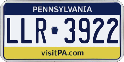 PA license plate LLR3922