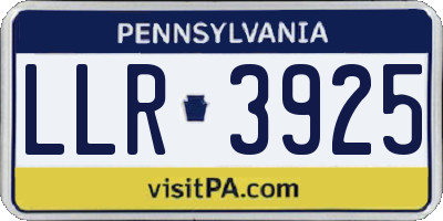 PA license plate LLR3925