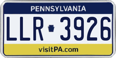 PA license plate LLR3926