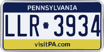 PA license plate LLR3934