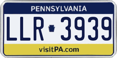 PA license plate LLR3939