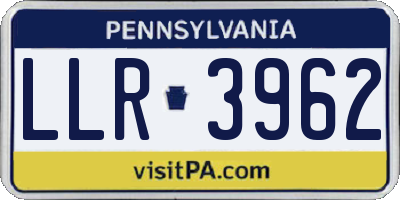 PA license plate LLR3962