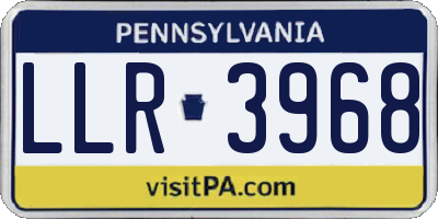 PA license plate LLR3968