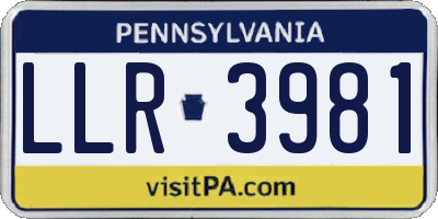 PA license plate LLR3981