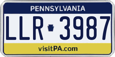 PA license plate LLR3987