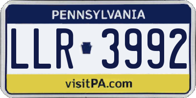 PA license plate LLR3992
