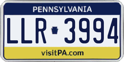 PA license plate LLR3994