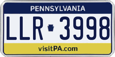 PA license plate LLR3998