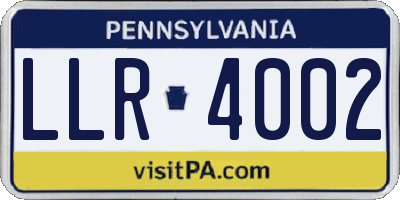 PA license plate LLR4002