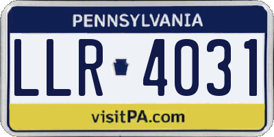 PA license plate LLR4031