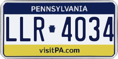 PA license plate LLR4034