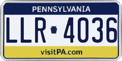 PA license plate LLR4036