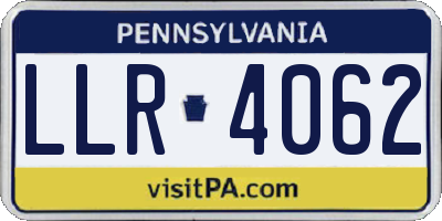 PA license plate LLR4062
