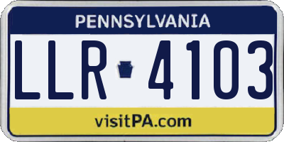 PA license plate LLR4103