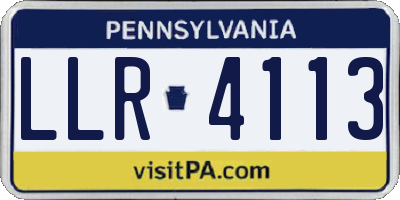 PA license plate LLR4113