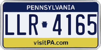 PA license plate LLR4165