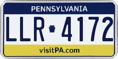 PA license plate LLR4172