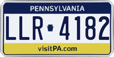 PA license plate LLR4182