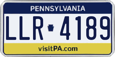 PA license plate LLR4189