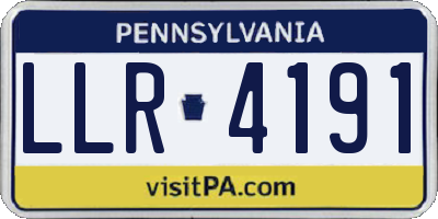 PA license plate LLR4191