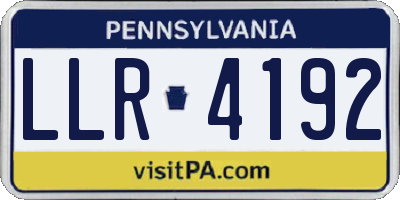 PA license plate LLR4192