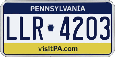 PA license plate LLR4203