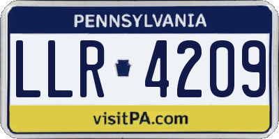 PA license plate LLR4209