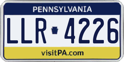 PA license plate LLR4226