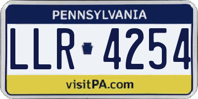 PA license plate LLR4254