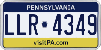 PA license plate LLR4349