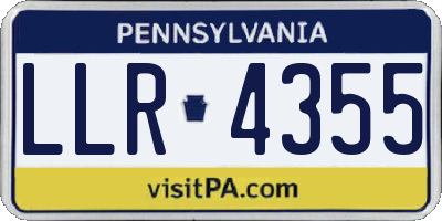 PA license plate LLR4355