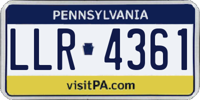 PA license plate LLR4361