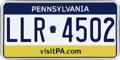 PA license plate LLR4502