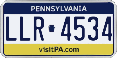 PA license plate LLR4534