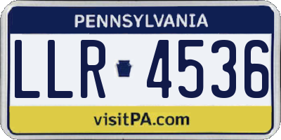 PA license plate LLR4536
