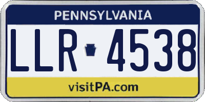 PA license plate LLR4538