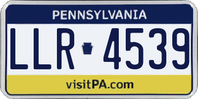 PA license plate LLR4539