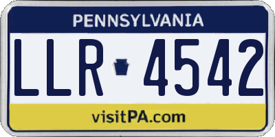 PA license plate LLR4542