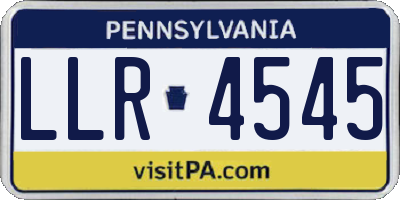 PA license plate LLR4545