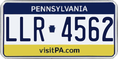 PA license plate LLR4562