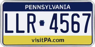 PA license plate LLR4567