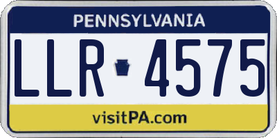 PA license plate LLR4575