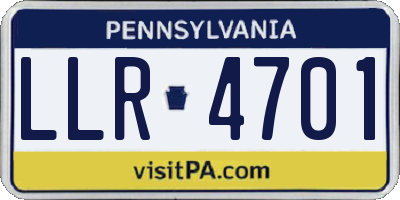 PA license plate LLR4701