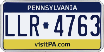 PA license plate LLR4763