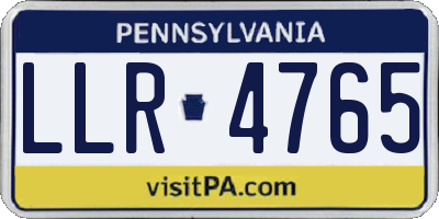 PA license plate LLR4765