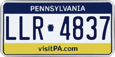 PA license plate LLR4837