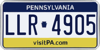 PA license plate LLR4905