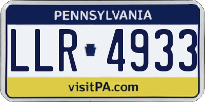 PA license plate LLR4933