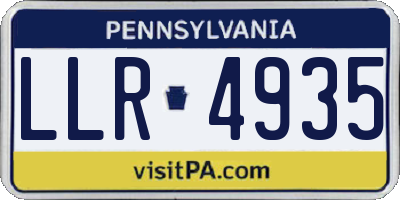 PA license plate LLR4935