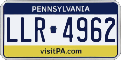 PA license plate LLR4962